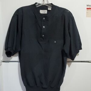 THE MEN' S store Black Short Sleeve Henley Shirt Size X- Large